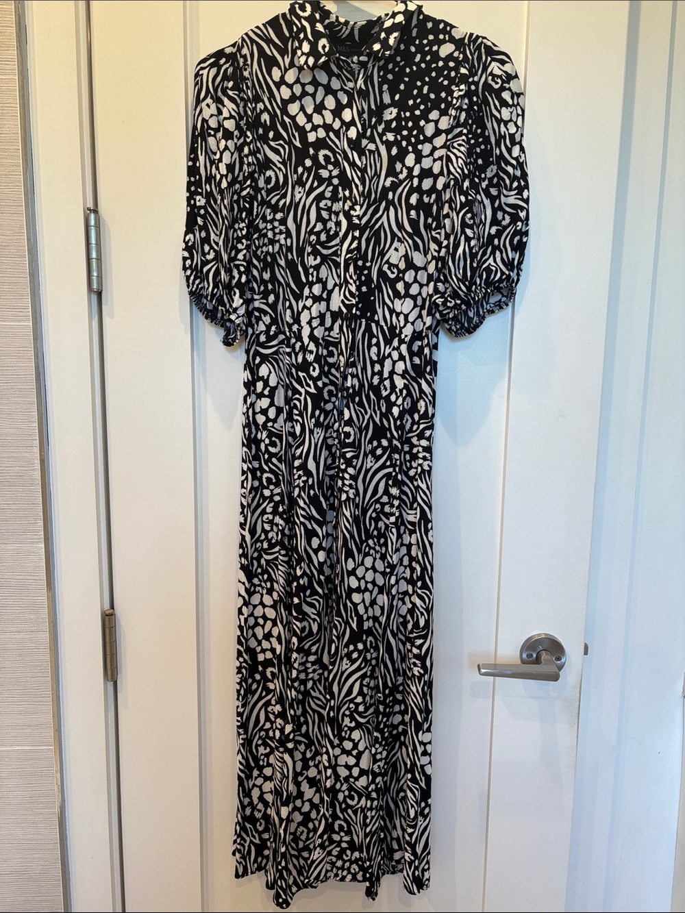 Marks & Spencer Black and White Printed Maxi Dress